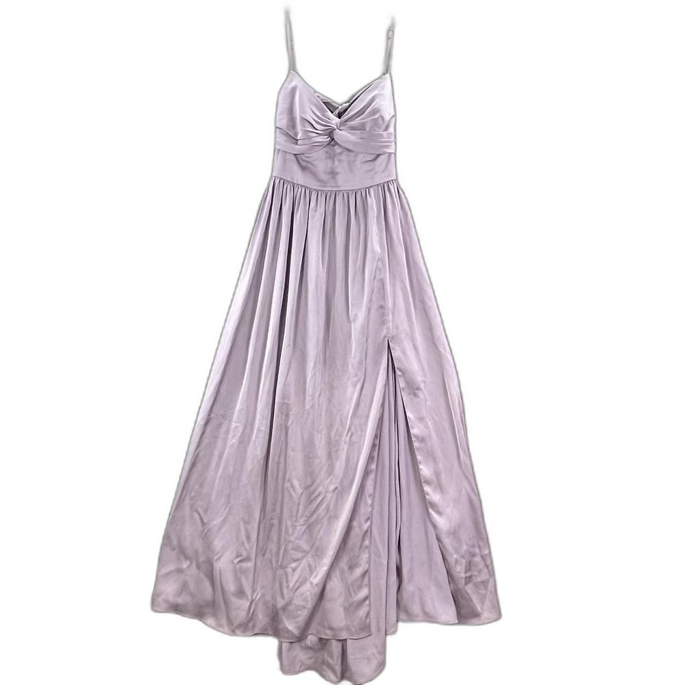 Azazie Maxi Dress Womens 12 Purple Knot Detail Bridesmaid Evening Gown Formal
